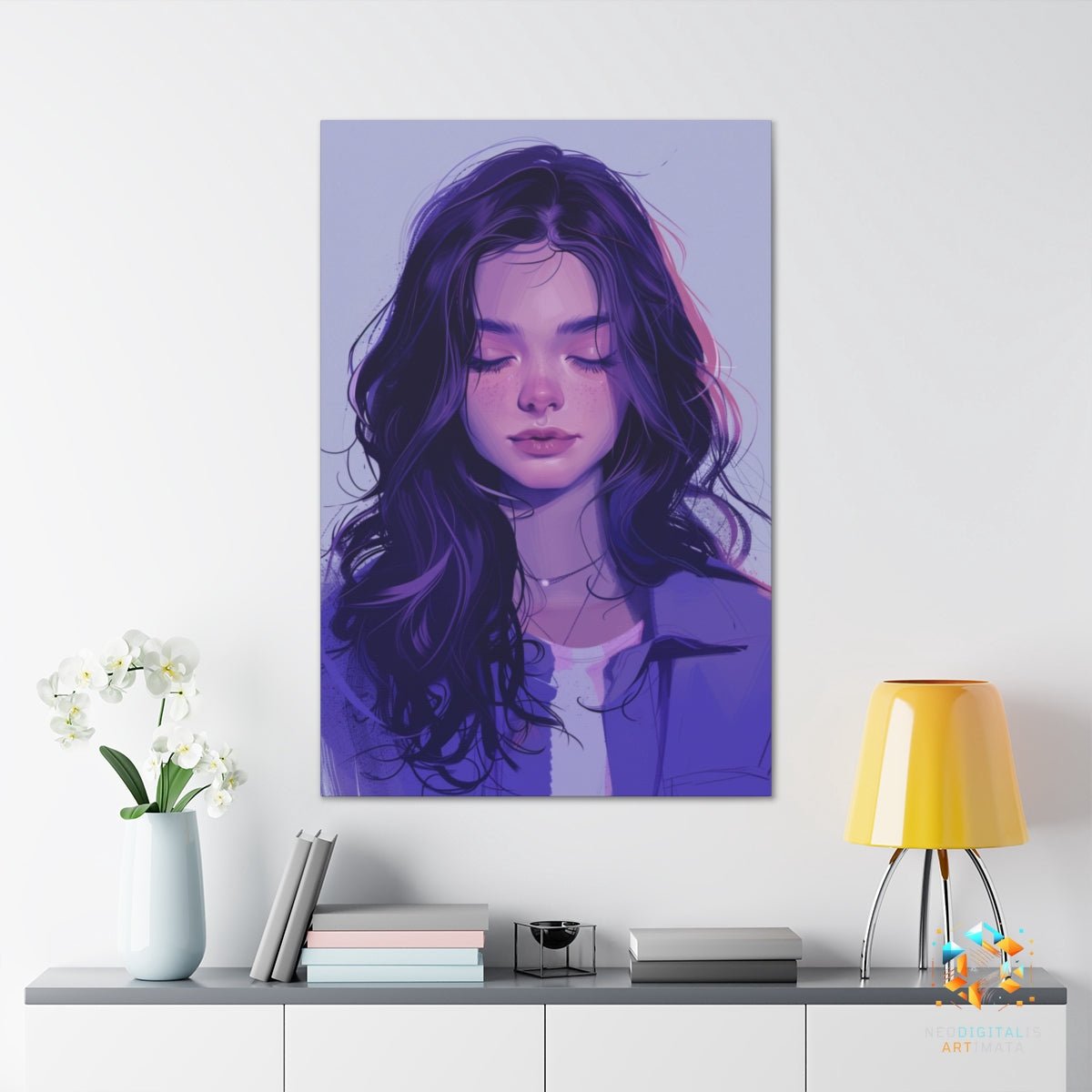 Serene Lavender Dream - Original Neumorphism Style Portrait Wall Art - NeoDIGITALis ARTimata