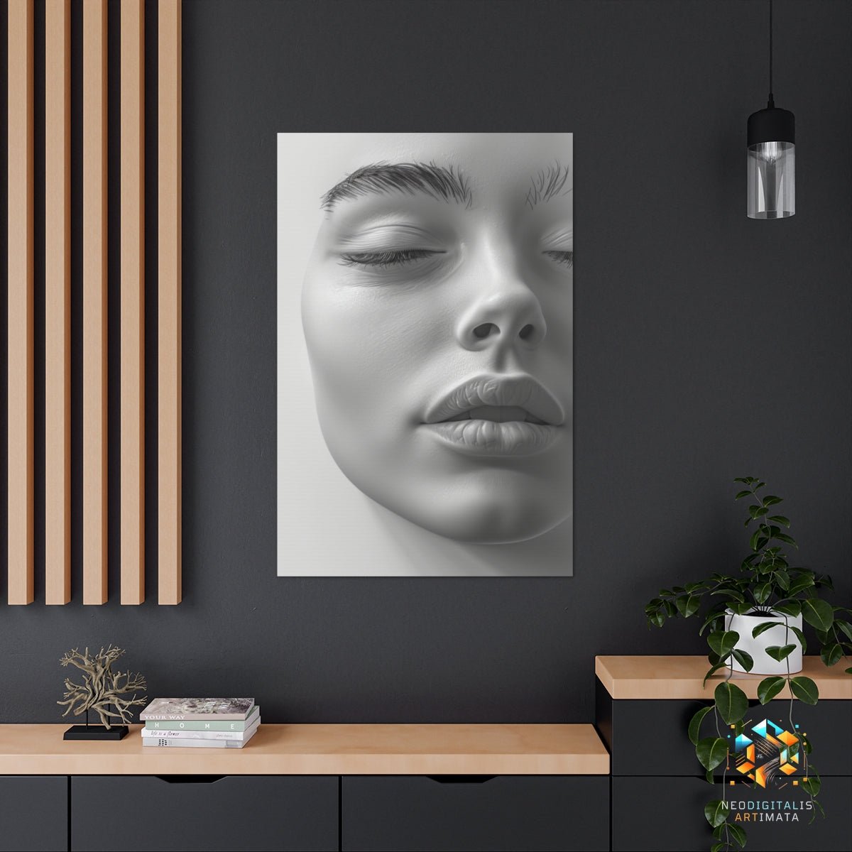 Serene Silhouette Dreams - Original Neumorphism Style Portrait Wall Art - NeoDIGITALis ARTimata