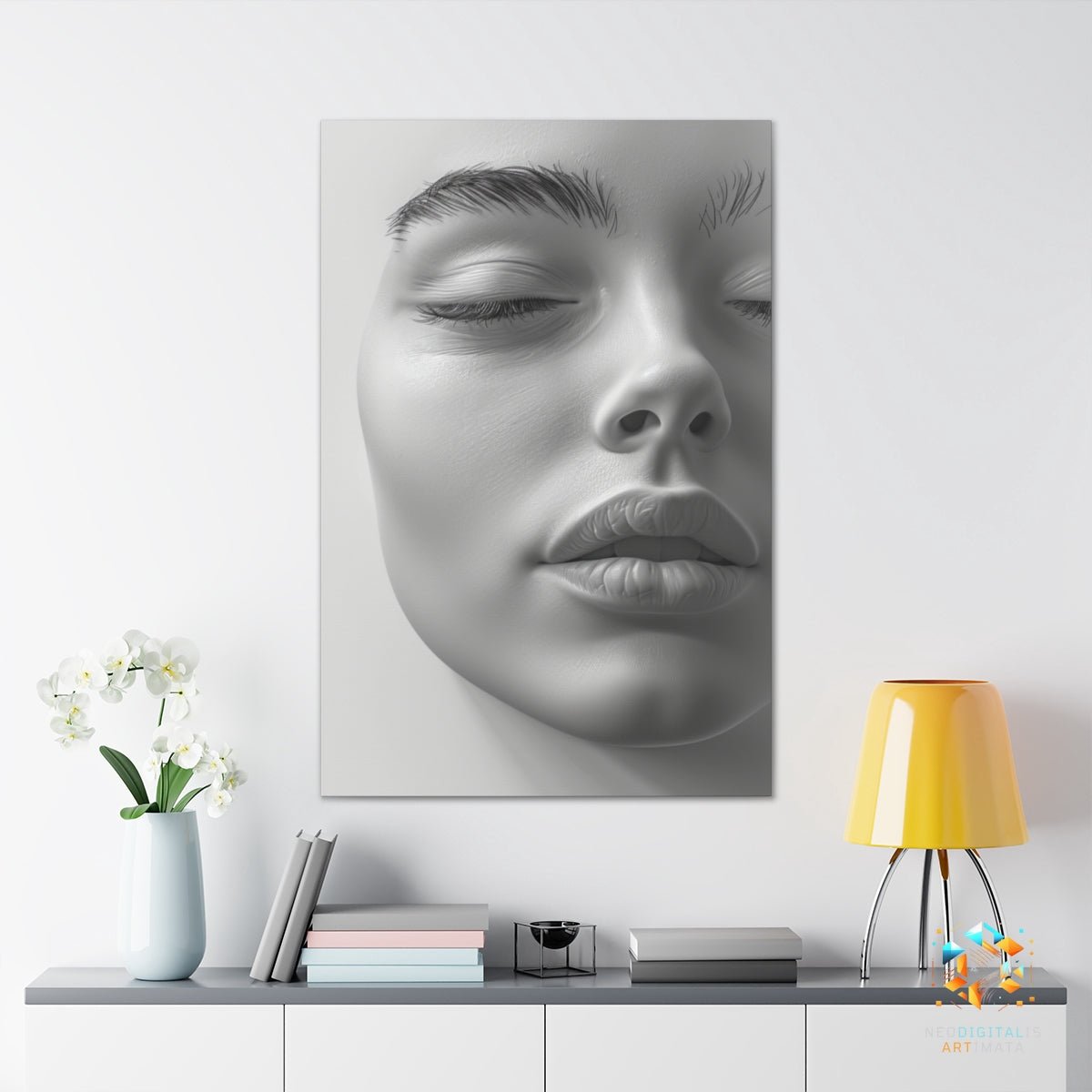 Serene Silhouette Dreams - Original Neumorphism Style Portrait Wall Art - NeoDIGITALis ARTimata