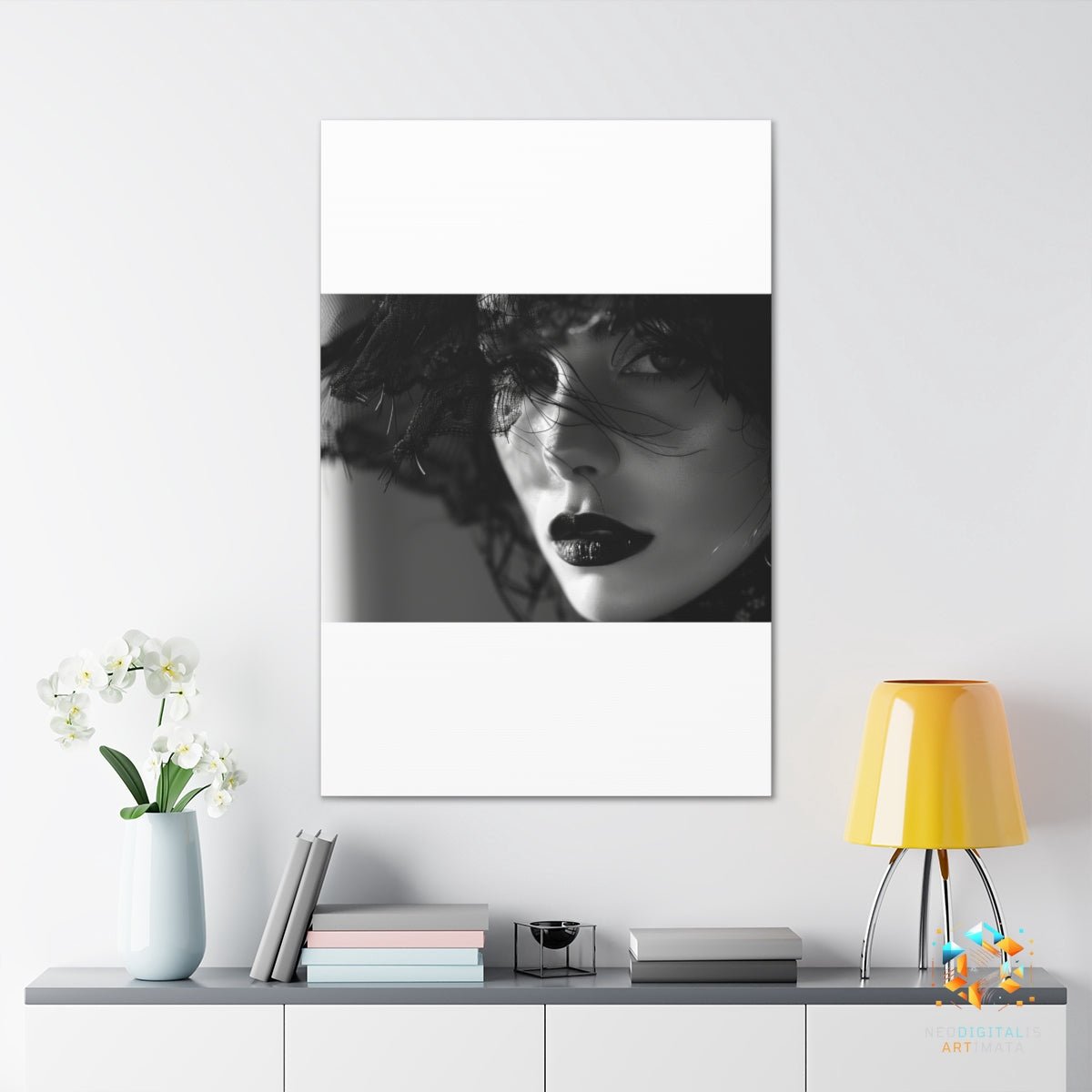 Shadowed Elegance - Original Gothic Noir Style Portrait Wall Art - NeoDIGITALis ARTimata