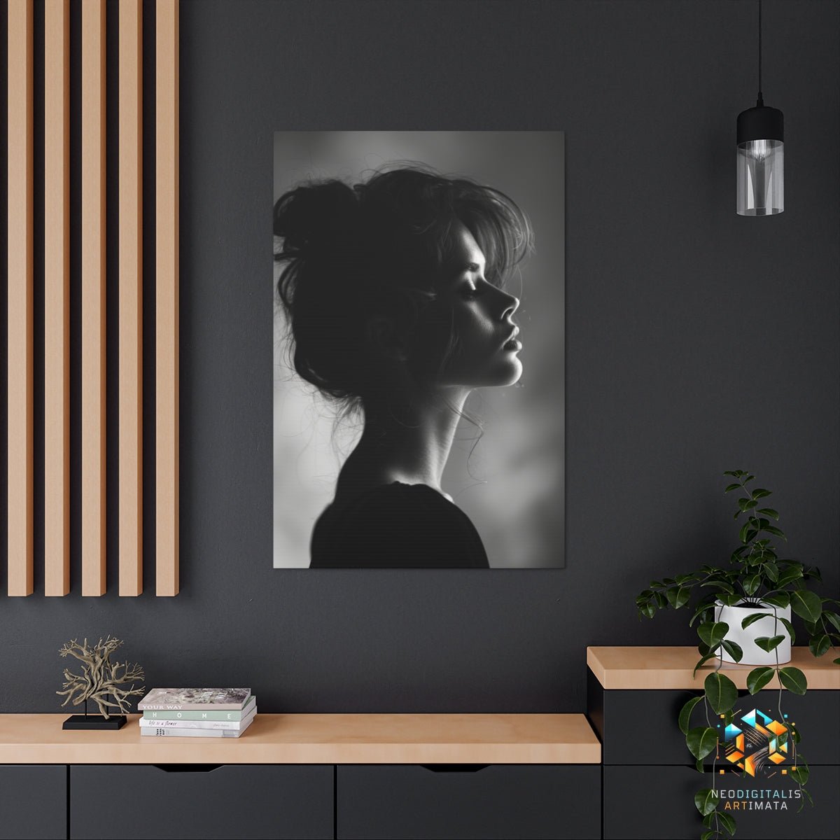 Shadowed Elegance - Original Silhouette Style Portrait Wall Art - NeoDIGITALis ARTimata