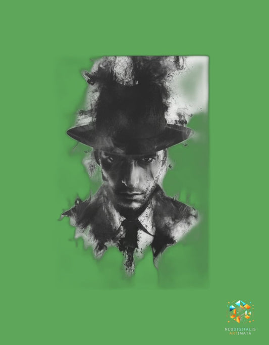 Shadowed Fedora Secrets - Original Rorschach Ink_blots Style Portrait Wall Art - NeoDIGITALis ARTimata