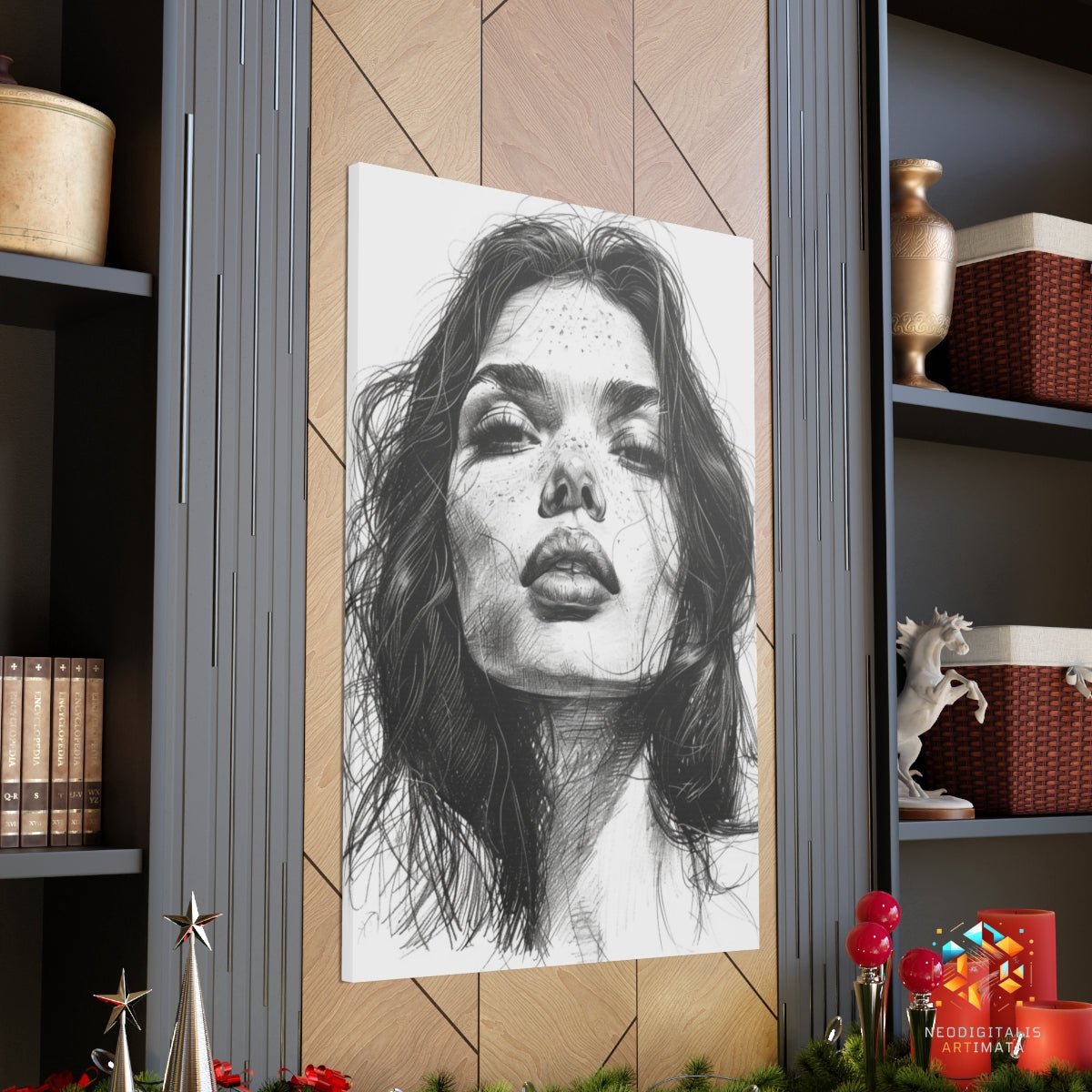 Shadowed Grace Artwork - Original Hatching Style Portrait Wall Art - NeoDIGITALis ARTimata