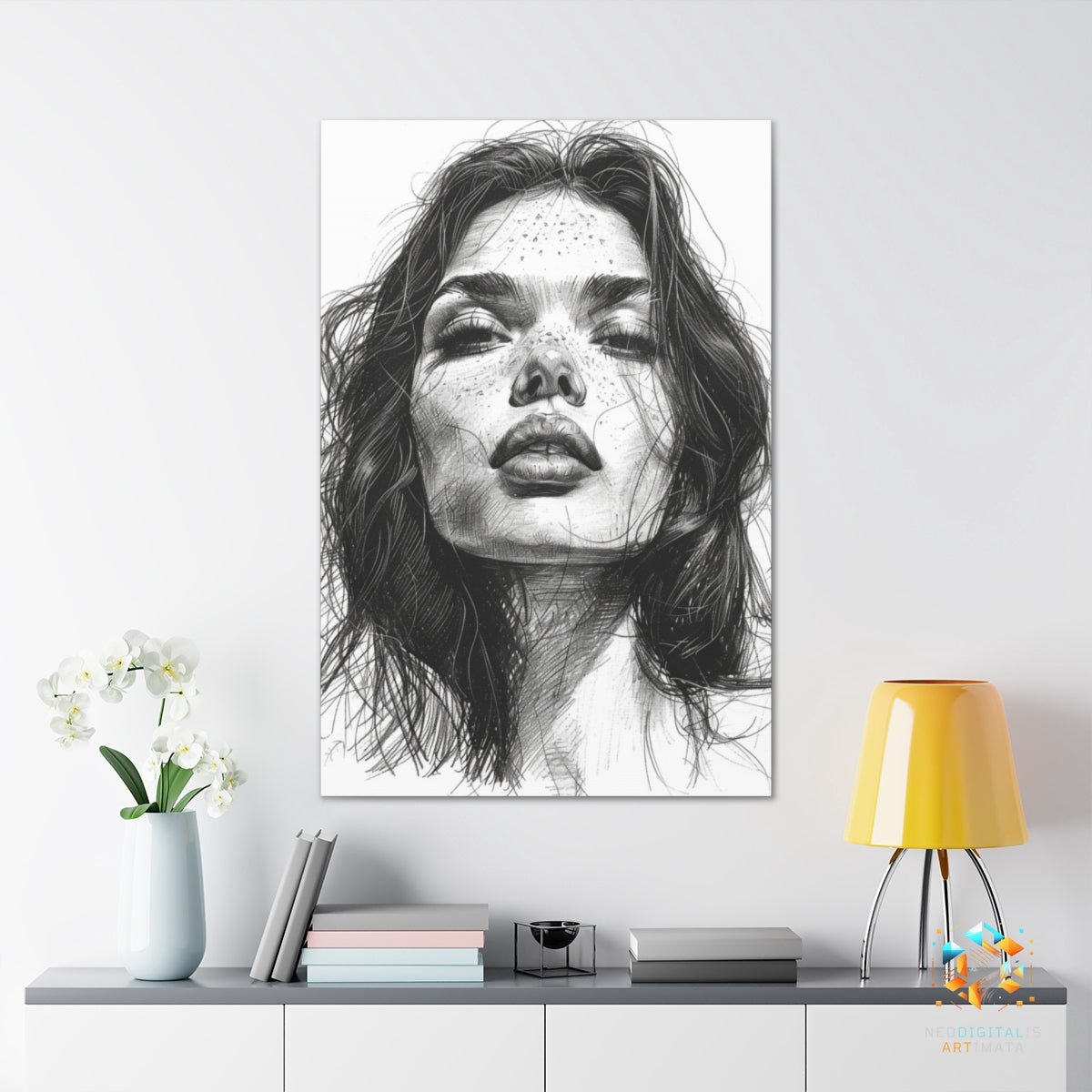 Shadowed Grace Artwork - Original Hatching Style Portrait Wall Art - NeoDIGITALis ARTimata