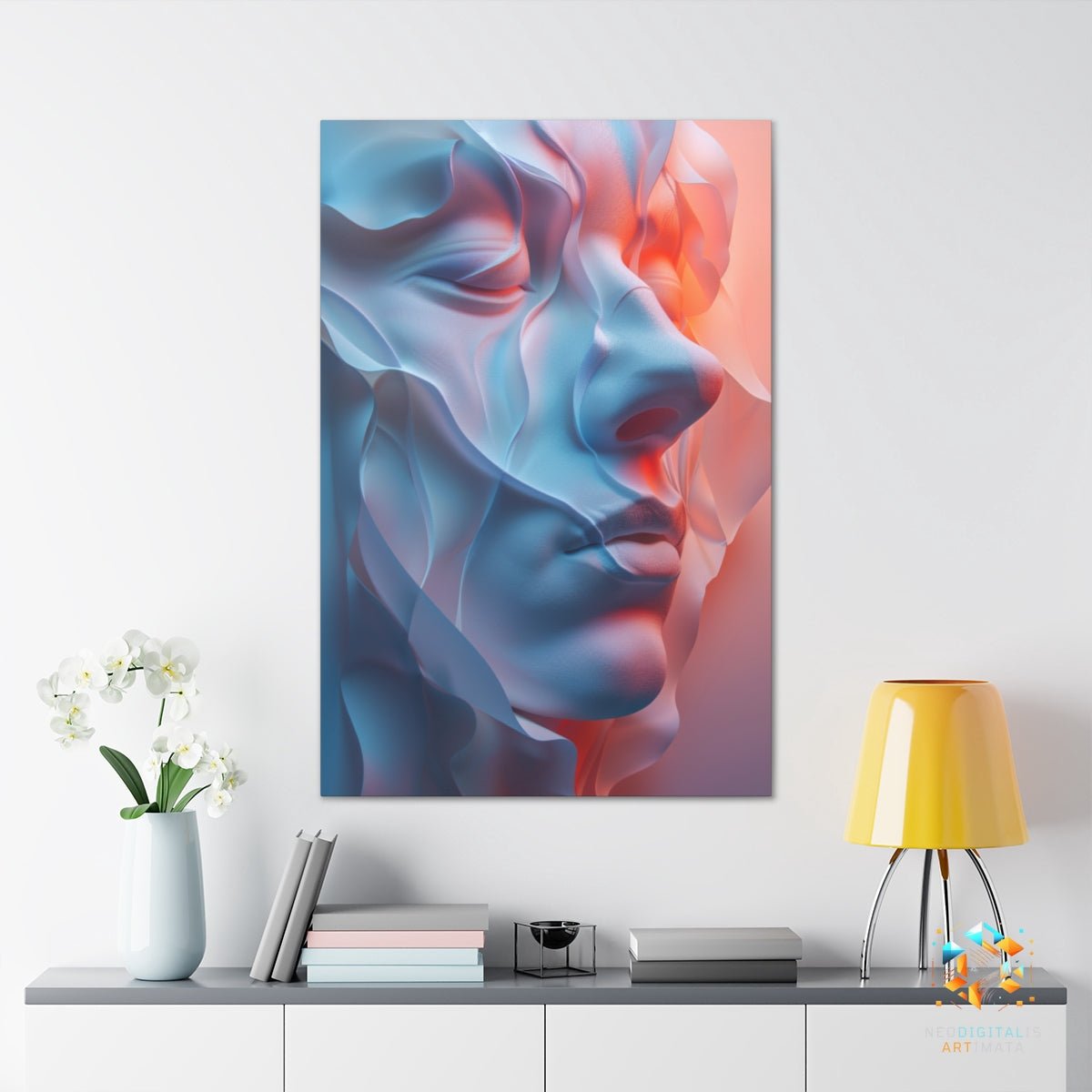 Silken Serenity Art - Original Neumorphism Style Portrait Wall Art - NeoDIGITALis ARTimata