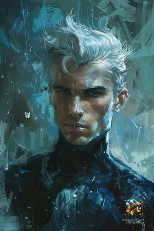 Silver Storm Gaze - Original Quicksilver Style Portrait Wall Art