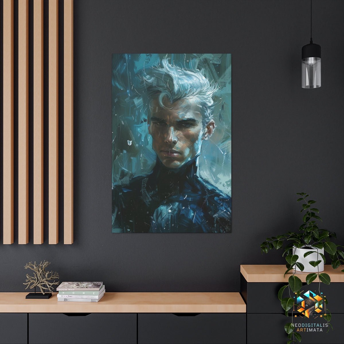 Silver Storm Gaze - Original Quicksilver Style Portrait Wall Art - NeoDIGITALis ARTimata