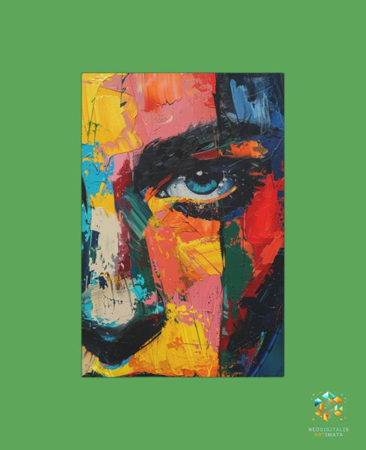 **Soulful Gaze Mosaic** - Original Abstract Expressionist Style Portrait Wall Art - NeoDIGITALis ARTimata