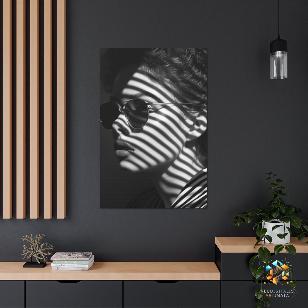 Striped Shadow Silhouette - Original Bauhaus Style Portrait Wall Art - NeoDIGITALis ARTimata