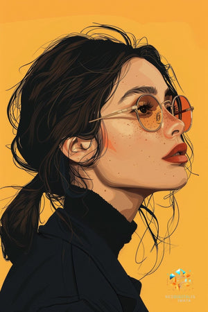 Sunglass Serenade - Original Vector Style Portrait Wall Art