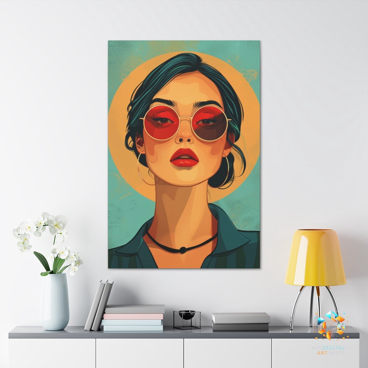 Sunglass Serenity - Original Vector Style Portrait Wall Art - NeoDIGITALis ARTimata