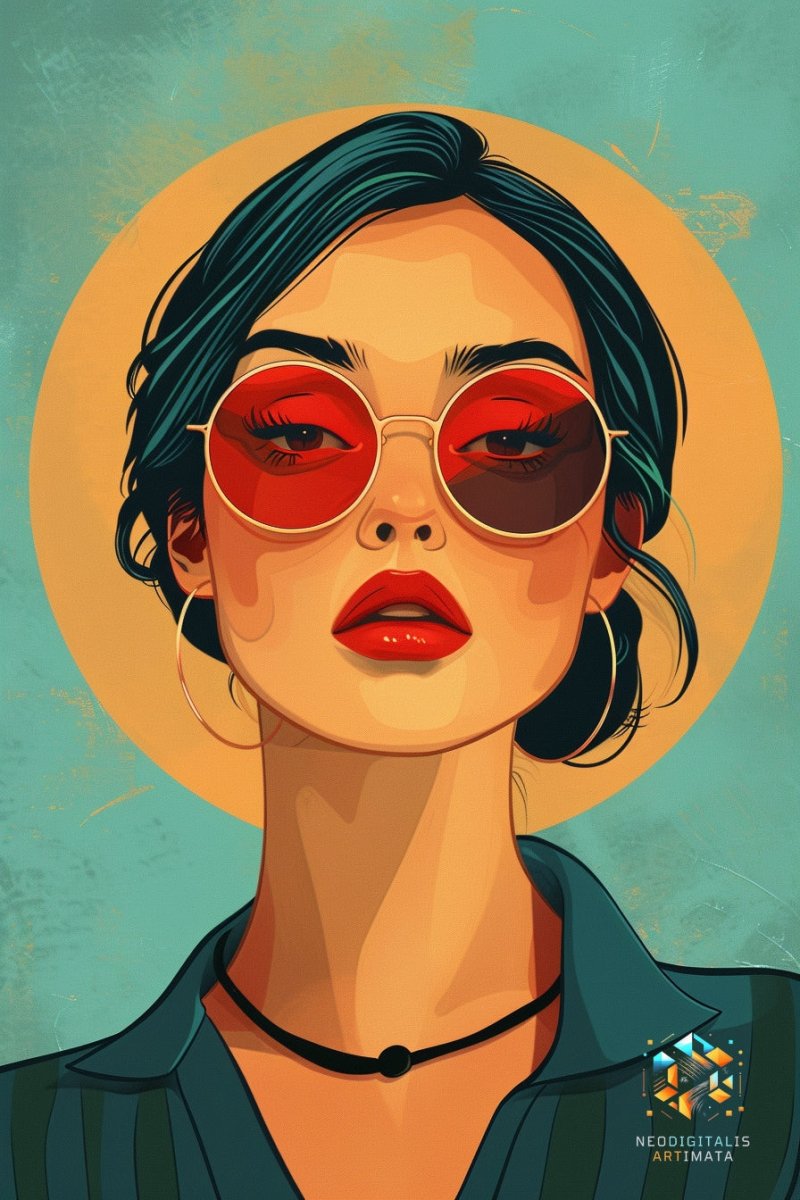 Sunglass Serenity - Original Vector Style Portrait Wall Art - NeoDIGITALis ARTimata