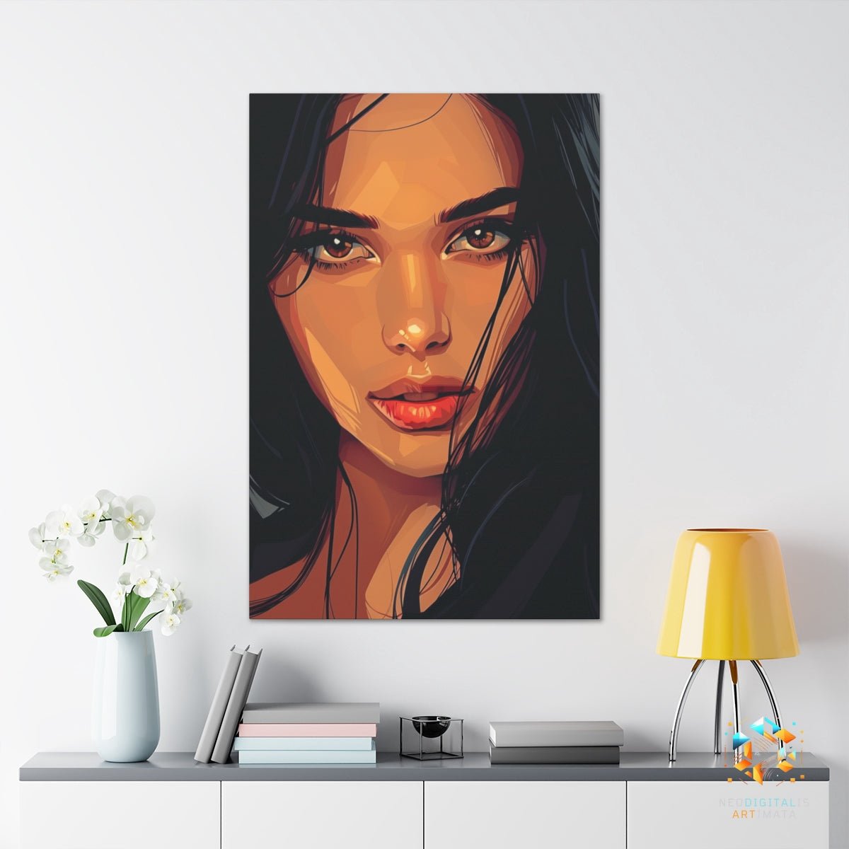 Sunset Silhouette Beauty - Original Vexel Style Portrait Wall Art - NeoDIGITALis ARTimata