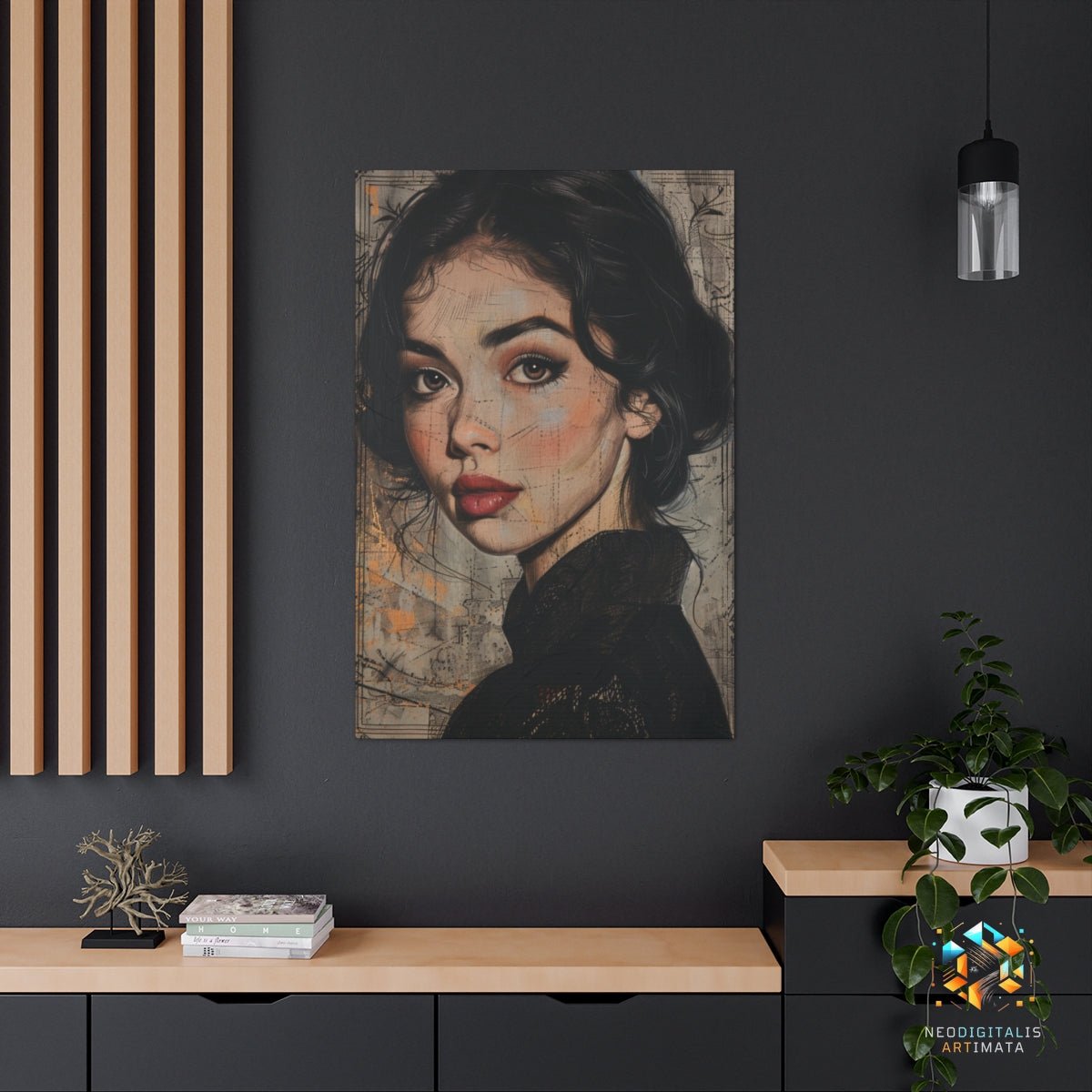 Timeless Glance Artistry - Original Etching Style Portrait Wall Art - NeoDIGITALis ARTimata