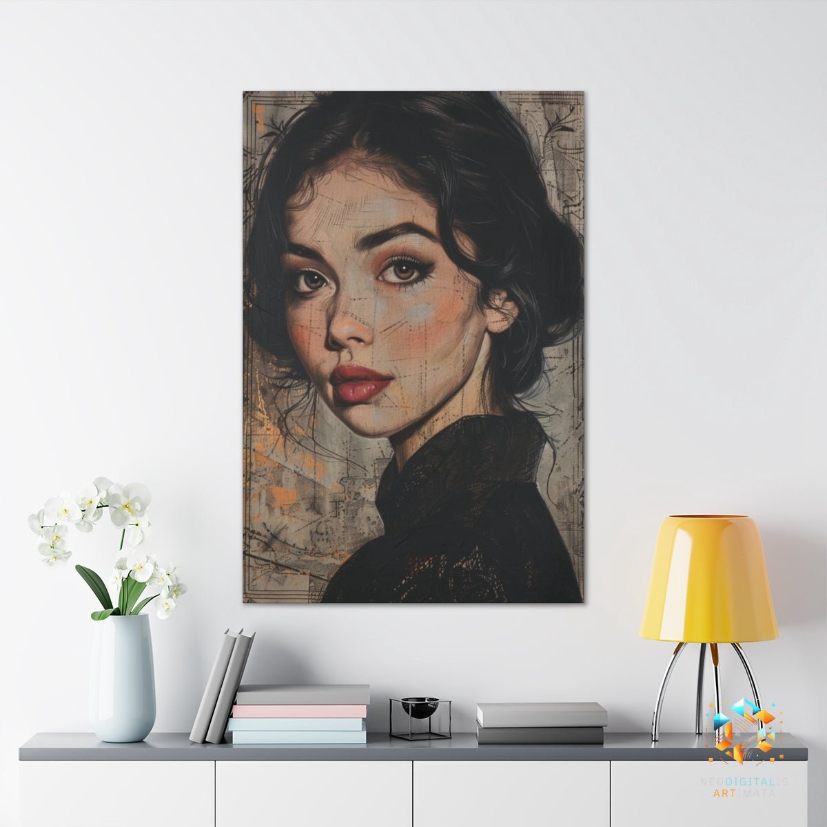 Timeless Glance Artistry - Original Etching Style Portrait Wall Art - NeoDIGITALis ARTimata