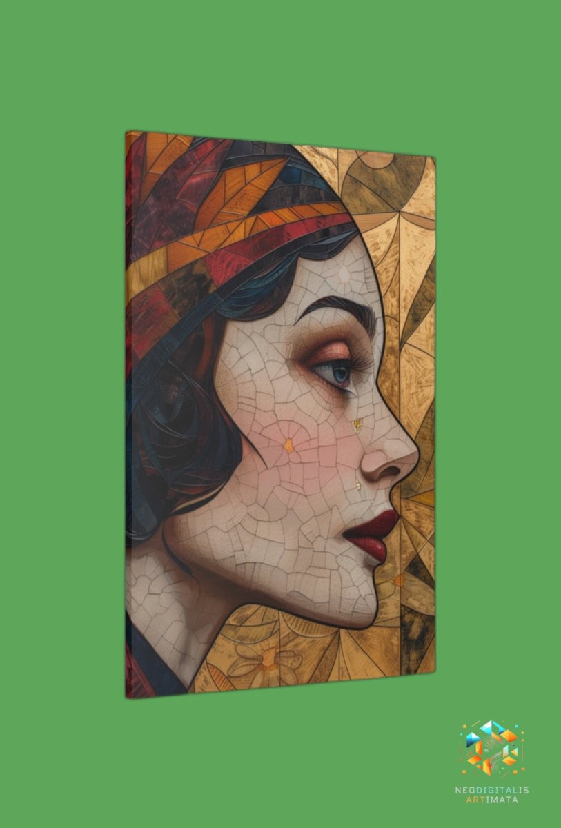 Timeless Mosaic Muse - Original Art Deco Style Portrait Wall Art - NeoDIGITALis ARTimata