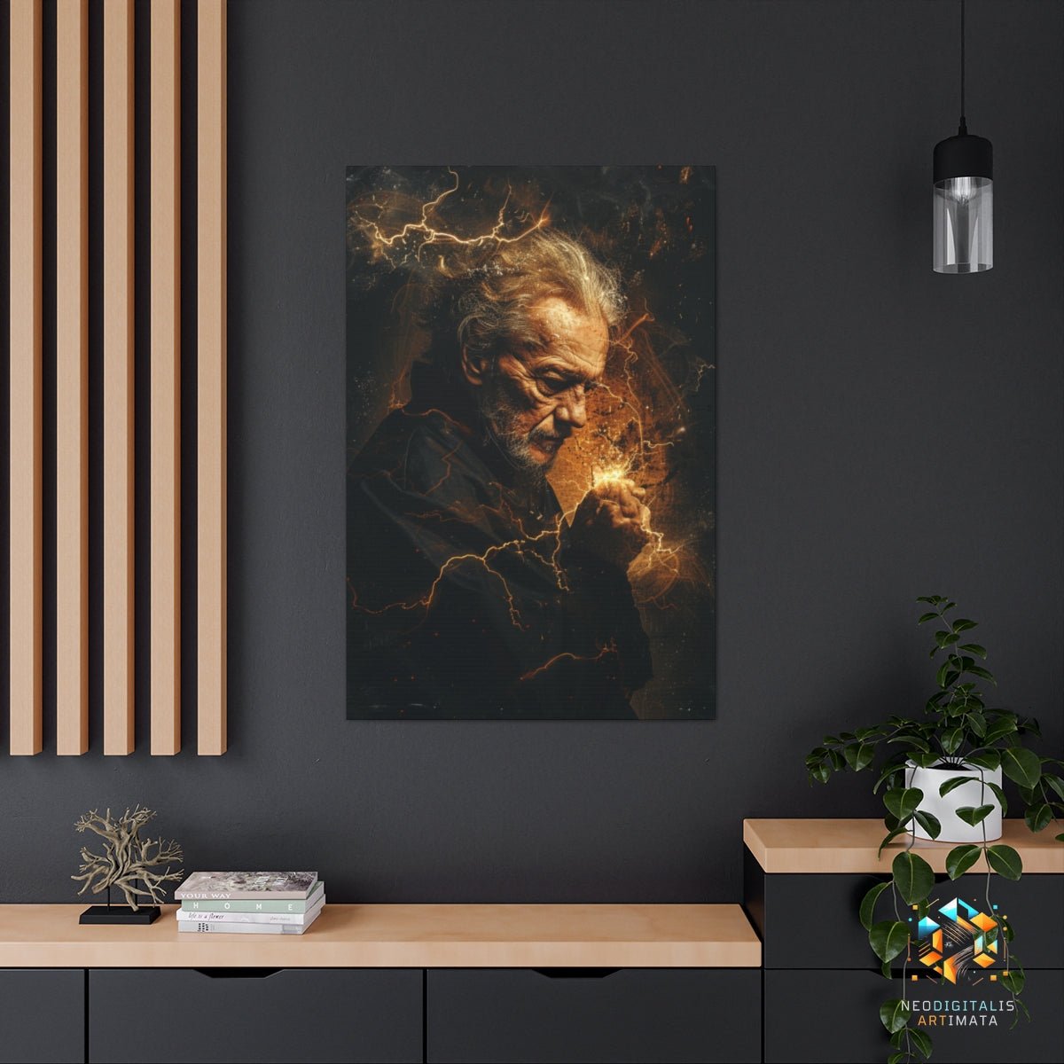 Timeless Thunder Revelation - Original Rembrandt-lightning Style Portrait Wall Art - NeoDIGITALis ARTimata