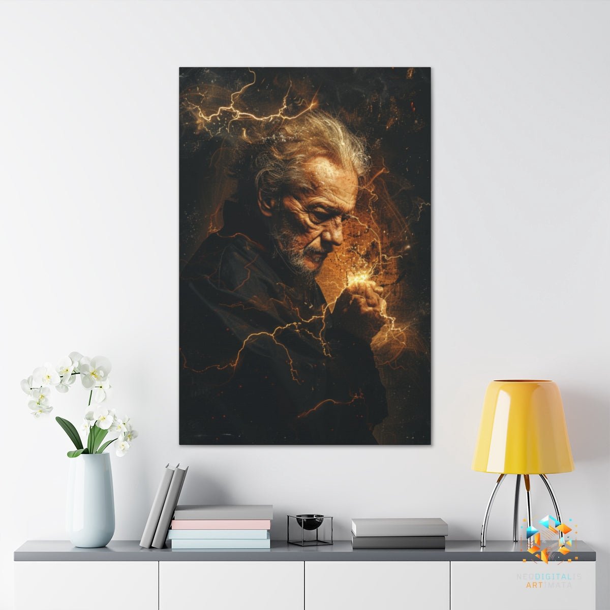 Timeless Thunder Revelation - Original Rembrandt-lightning Style Portrait Wall Art - NeoDIGITALis ARTimata