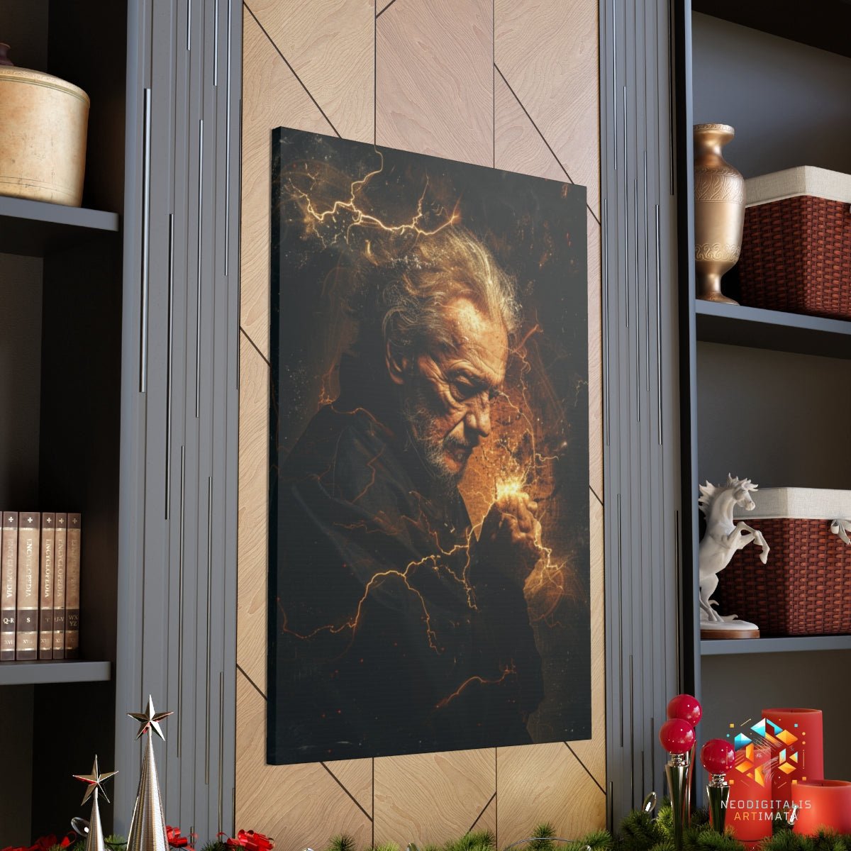 Timeless Thunder Revelation - Original Rembrandt-lightning Style Portrait Wall Art - NeoDIGITALis ARTimata