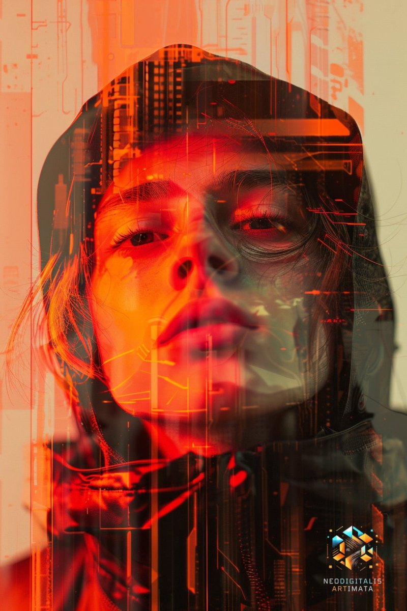 Urban Digital Pulse - Original Glitch Style Portrait Wall Art - NeoDIGITALis ARTimata