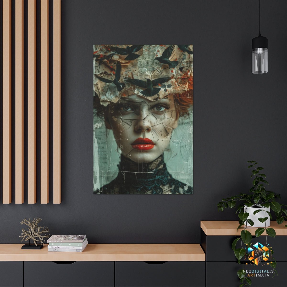 Veiled Secrets Unfurling - Original Surrealism Style Portrait Wall Art - NeoDIGITALis ARTimata