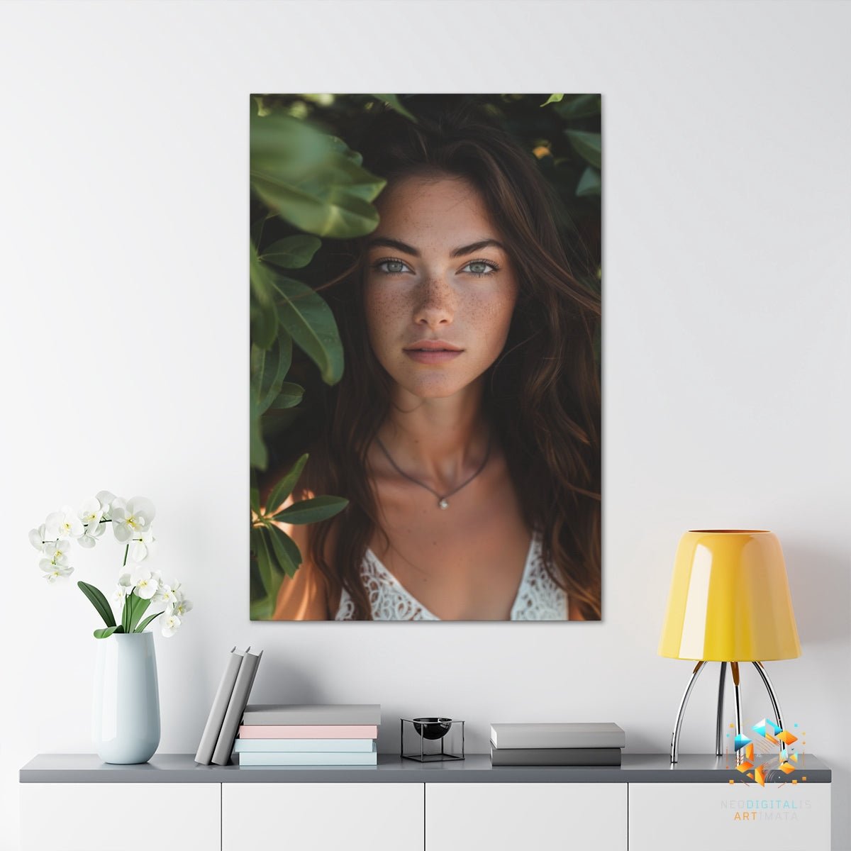 Verdant Gaze Escape - Original Meander Style Portrait Wall Art - NeoDIGITALis ARTimata