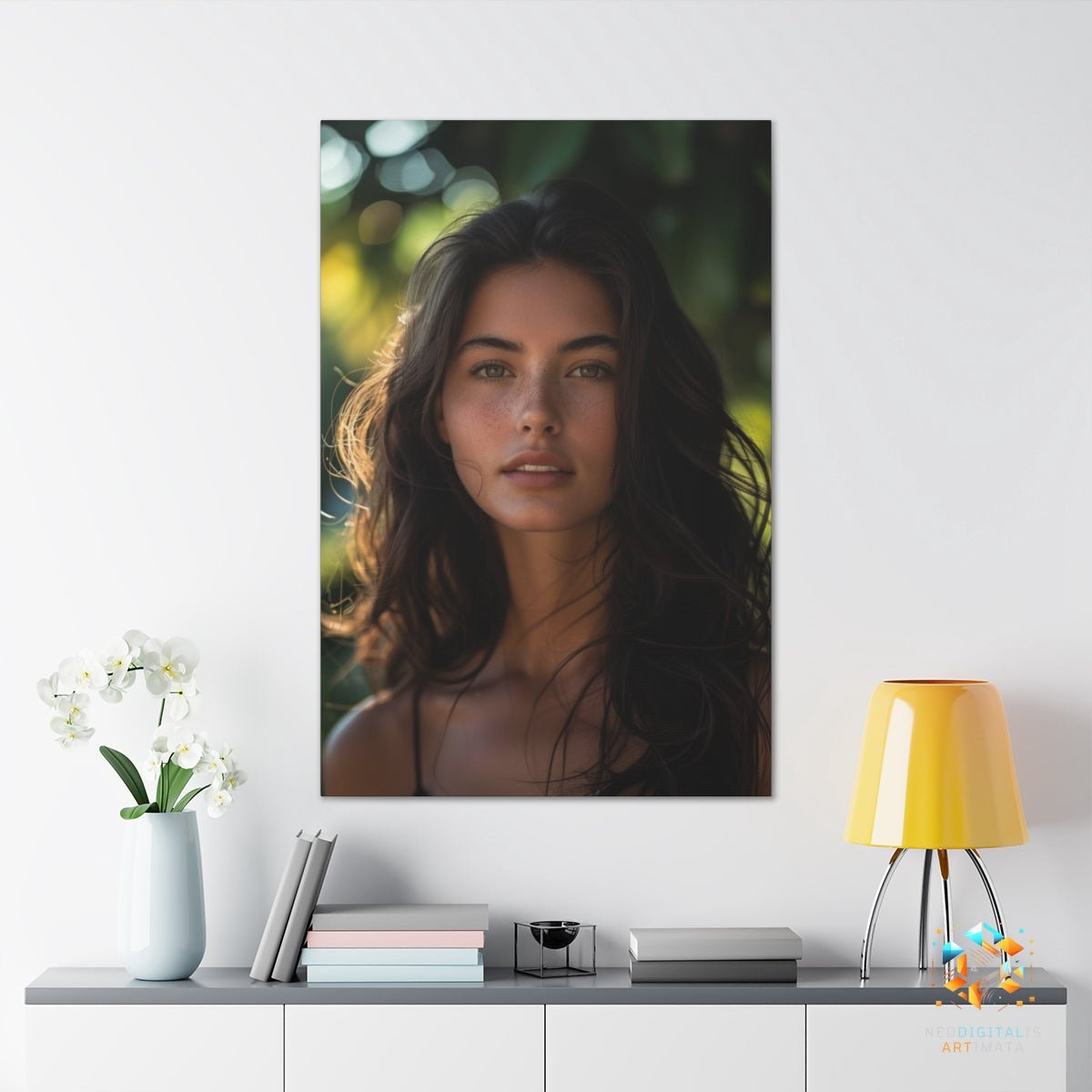 Verdant Gaze Escape - Original Meander Style Portrait Wall Art - NeoDIGITALis ARTimata