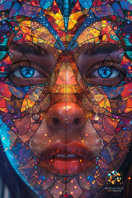 Visionary Spectrum Dance - Original Kaleidoscopic Style Portrait Wall Art - NeoDIGITALis ARTimata