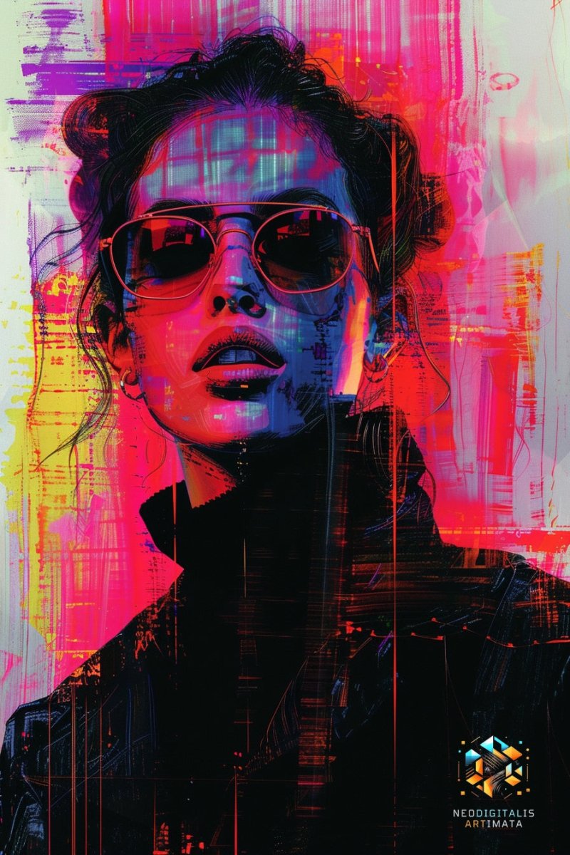 Vivid Digital Pulse - Original Glitch Style Portrait Wall Art - NeoDIGITALis ARTimata