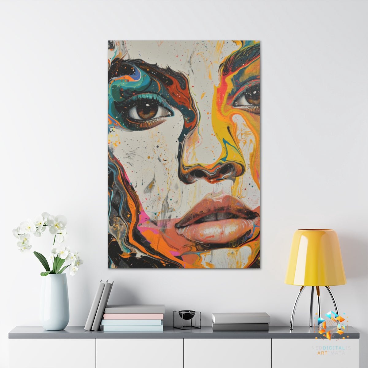 Vivid Persona Splash - Original Ebru Style Portrait Wall Art - NeoDIGITALis ARTimata