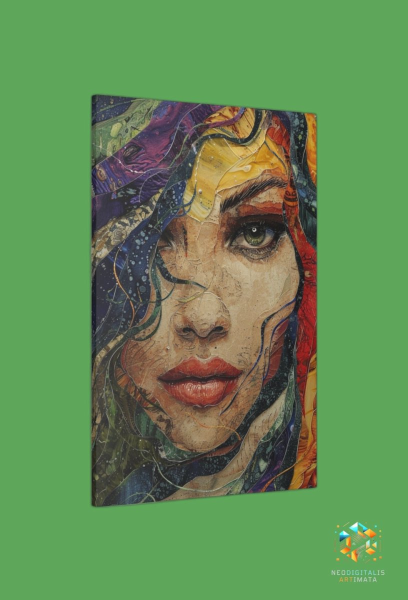 Vivid Veil Visions - Original Ebru Style Portrait Wall Art - NeoDIGITALis ARTimata