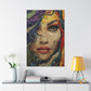 Vivid Veil Visions - Original Ebru Style Portrait Wall Art - NeoDIGITALis ARTimata