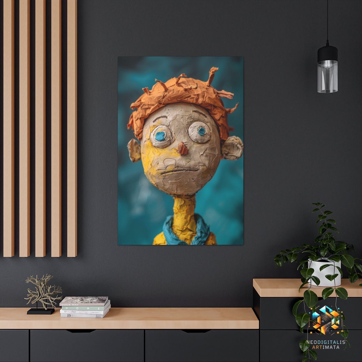 Whimsical Gaze Charm - Original Claymation Style Portrait Wall Art - NeoDIGITALis ARTimata