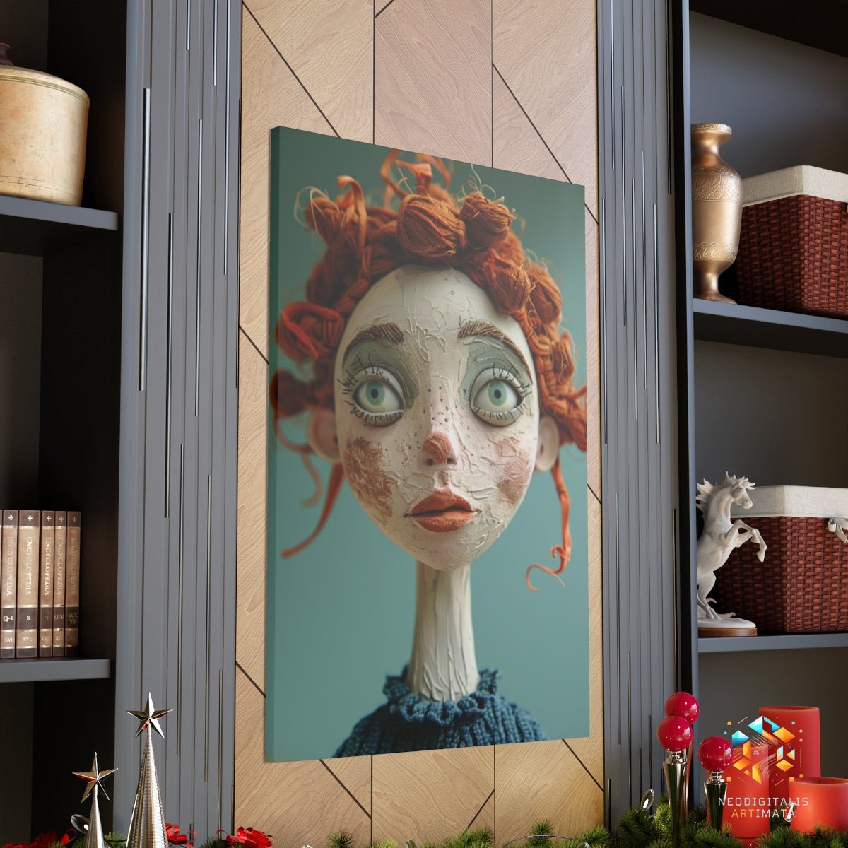 Whimsical Gaze Enchantment - Original Claymation Style Portrait Wall Art - NeoDIGITALis ARTimata