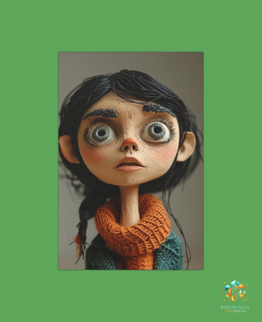 Whimsical Gaze Portrait - Original Claymation Style Portrait Wall Art - NeoDIGITALis ARTimata