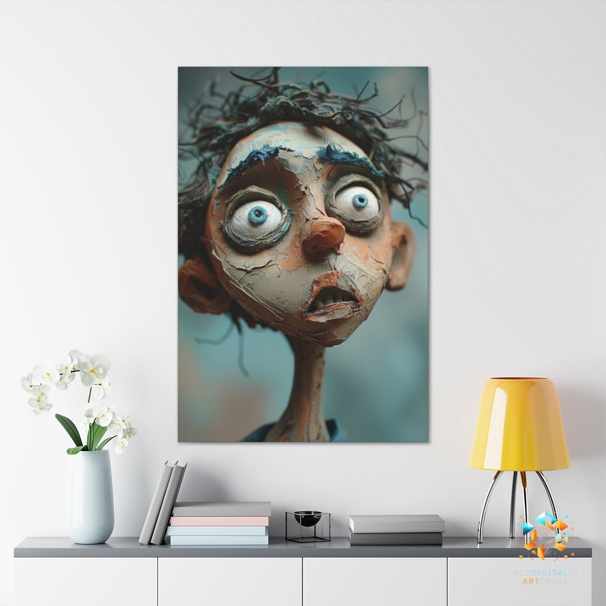 Whimsical Gaze Portrait - Original Claymation Style Portrait Wall Art - NeoDIGITALis ARTimata