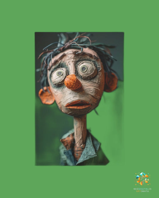 Whimsical Gaze Portrait - Original Claymation Style Portrait Wall Art - NeoDIGITALis ARTimata