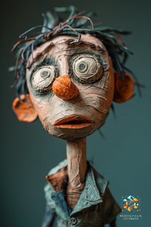 Whimsical Gaze Portrait - Original Claymation Style Portrait Wall Art