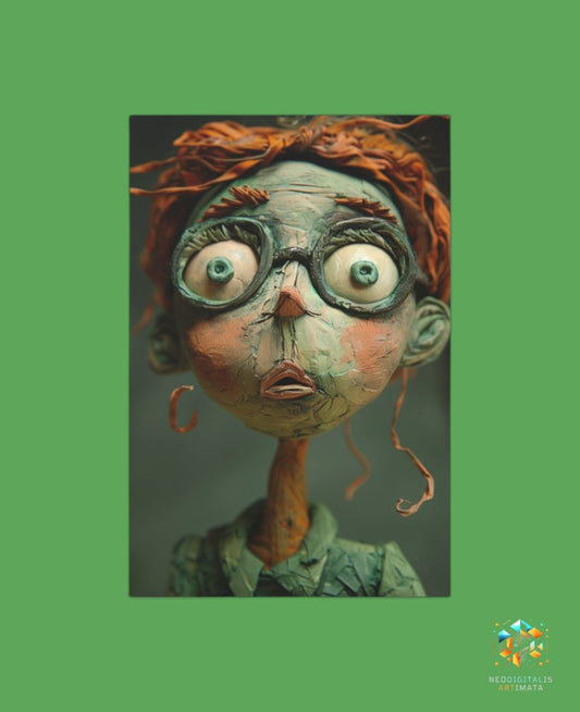 Whimsical Gaze Portrait - Original Claymation Style Portrait Wall Art - NeoDIGITALis ARTimata