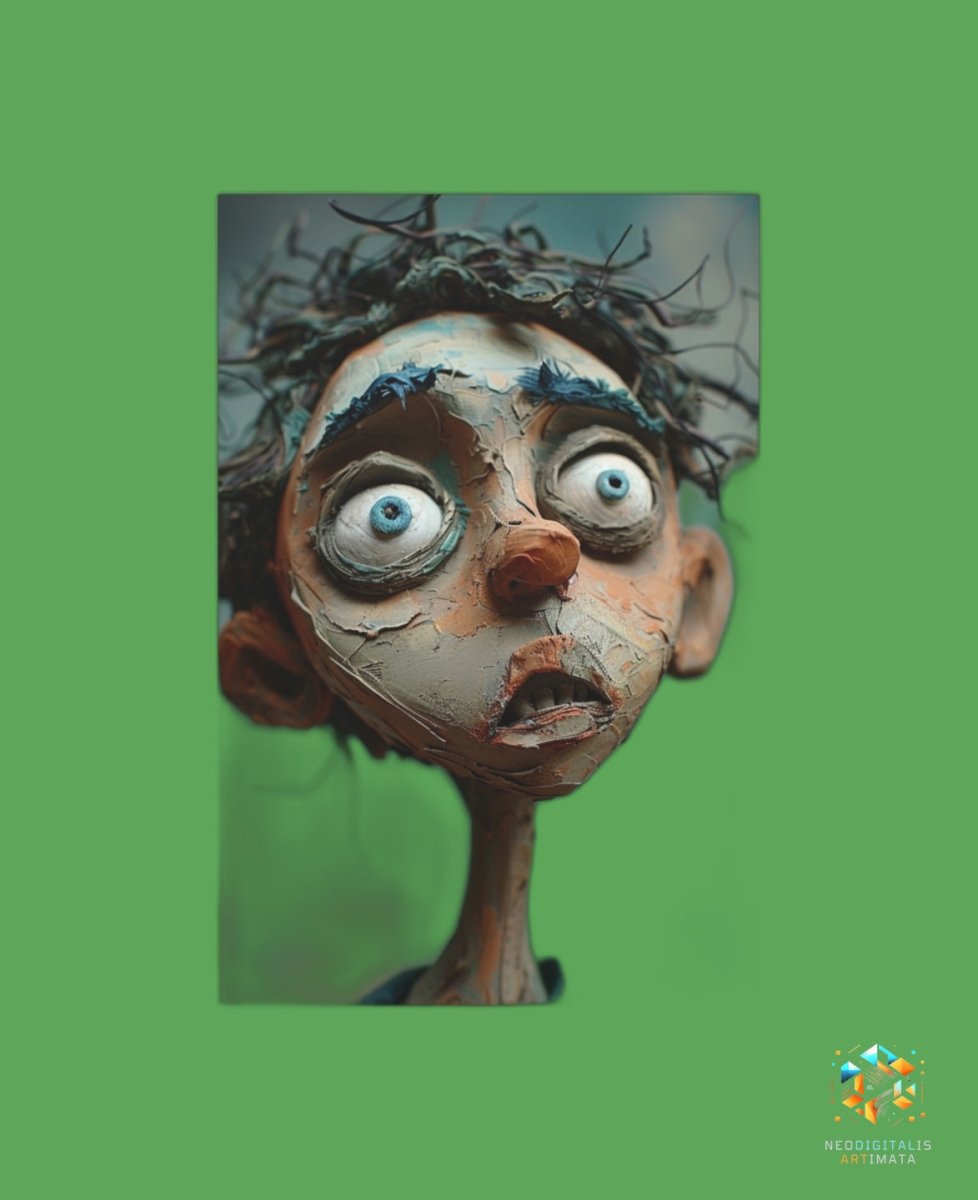 Wonder Gaze Whimsy - Original Claymation Style Portrait Wall Art - NeoDIGITALis ARTimata