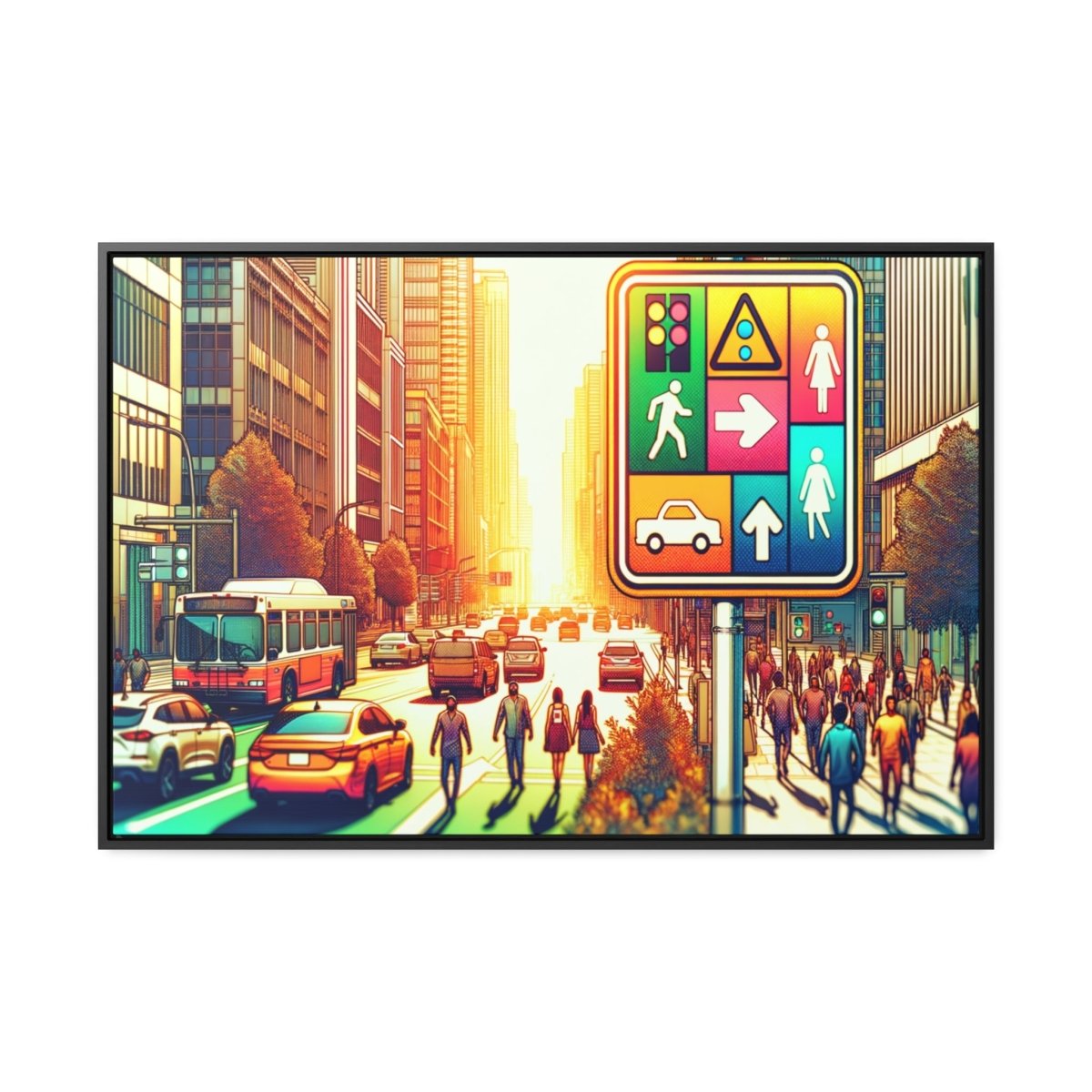 Chromatic Urban Pulse - Framed Pop Wall Art - Neodigitalis Artimata