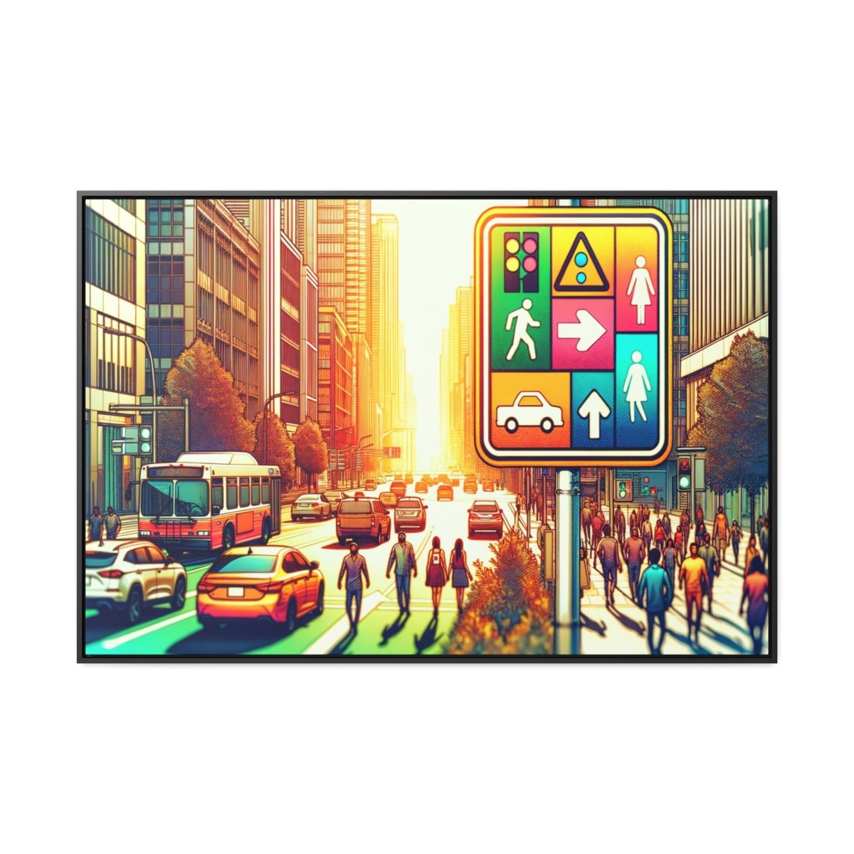 Chromatic Urban Pulse - Framed Pop Wall Art - Neodigitalis Artimata