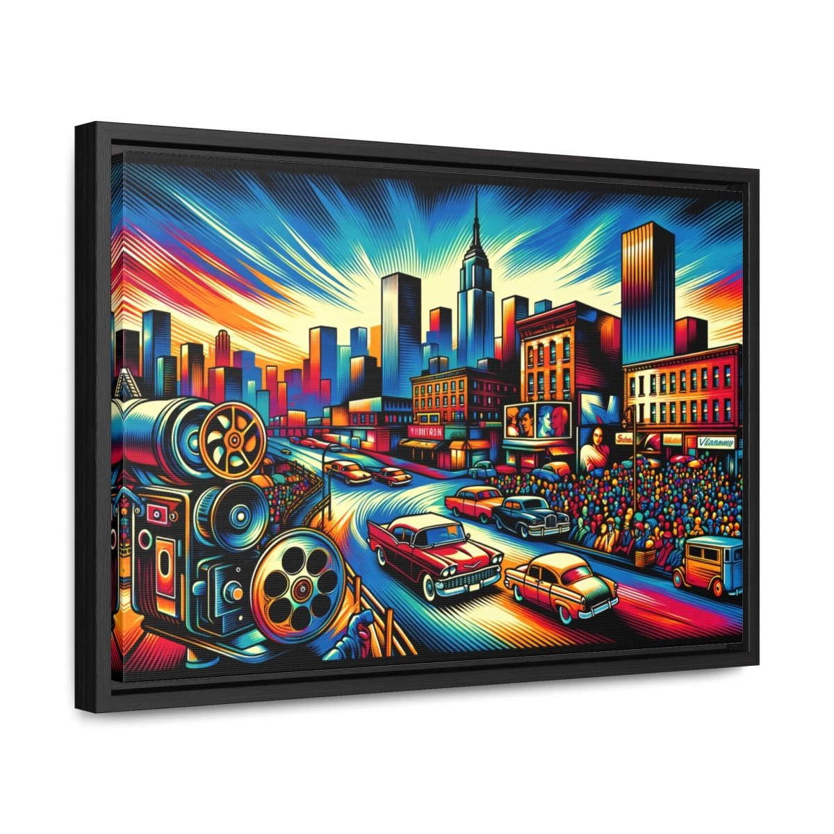 Cinematic Vibrance: Urban Reel - Framed Pop Wall Art - Neodigitalis Artimata