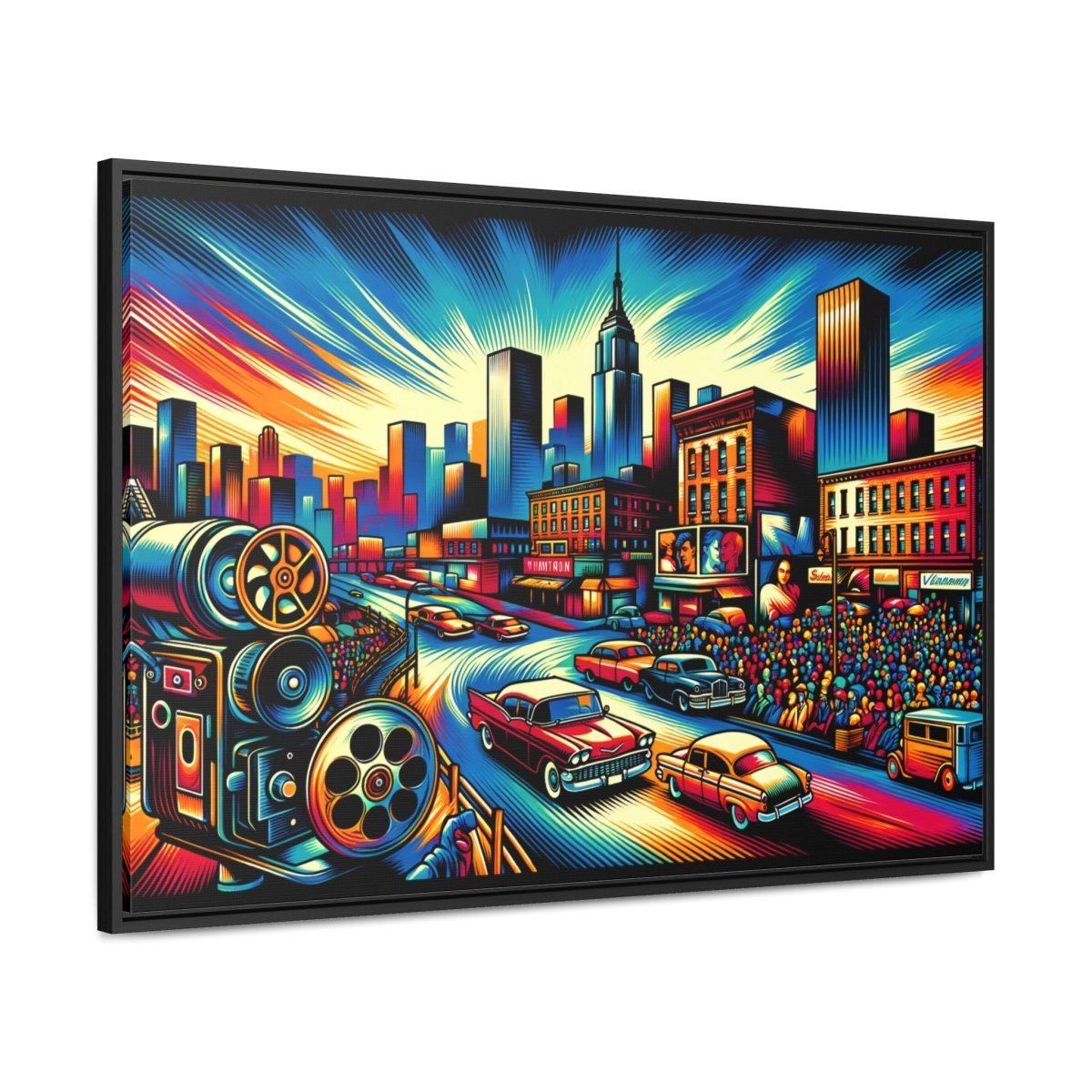 Cinematic Vibrance: Urban Reel - Framed Pop Wall Art - Neodigitalis Artimata