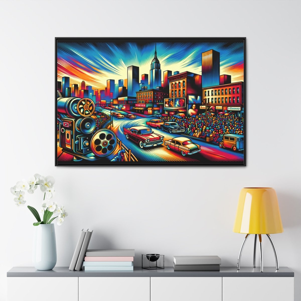 Cinematic Vibrance: Urban Reel - Framed Pop Wall Art - Neodigitalis Artimata