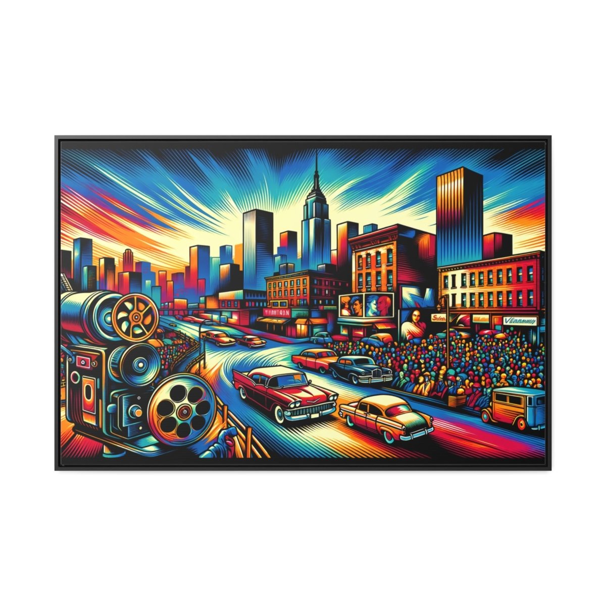 Cinematic Vibrance: Urban Reel - Framed Pop Wall Art - Neodigitalis Artimata