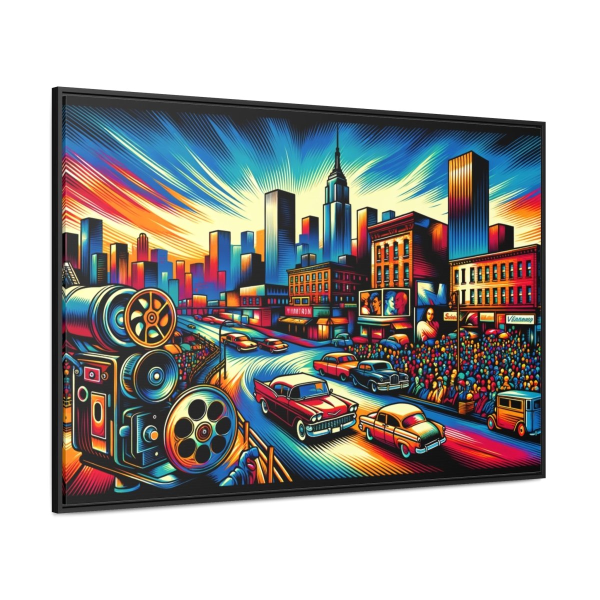 Cinematic Vibrance: Urban Reel - Framed Pop Wall Art - Neodigitalis Artimata