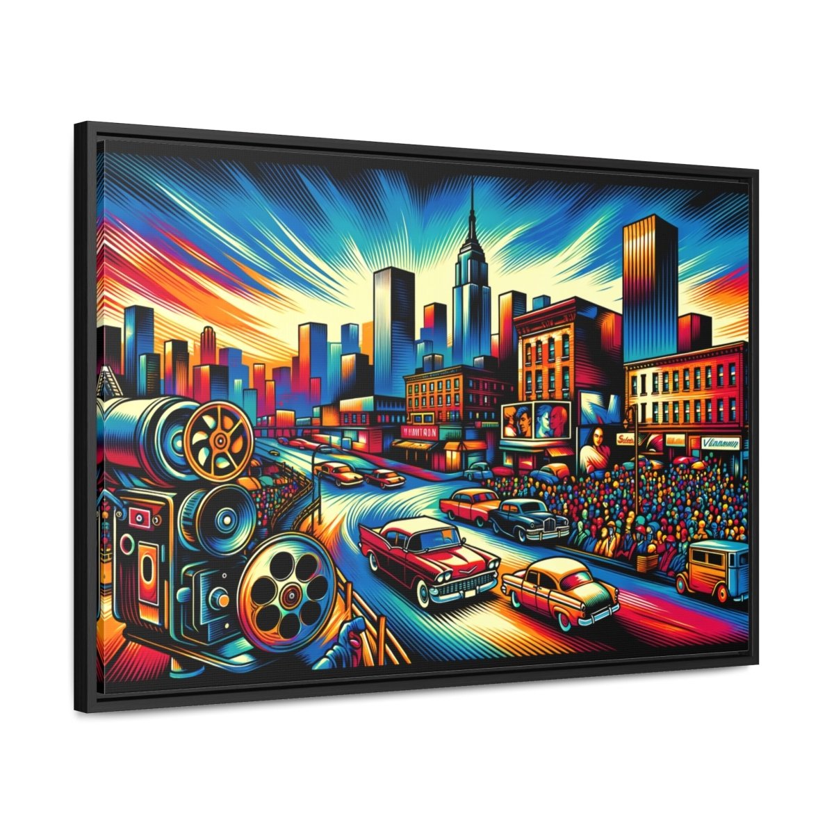 Cinematic Vibrance: Urban Reel - Framed Pop Wall Art - Neodigitalis Artimata