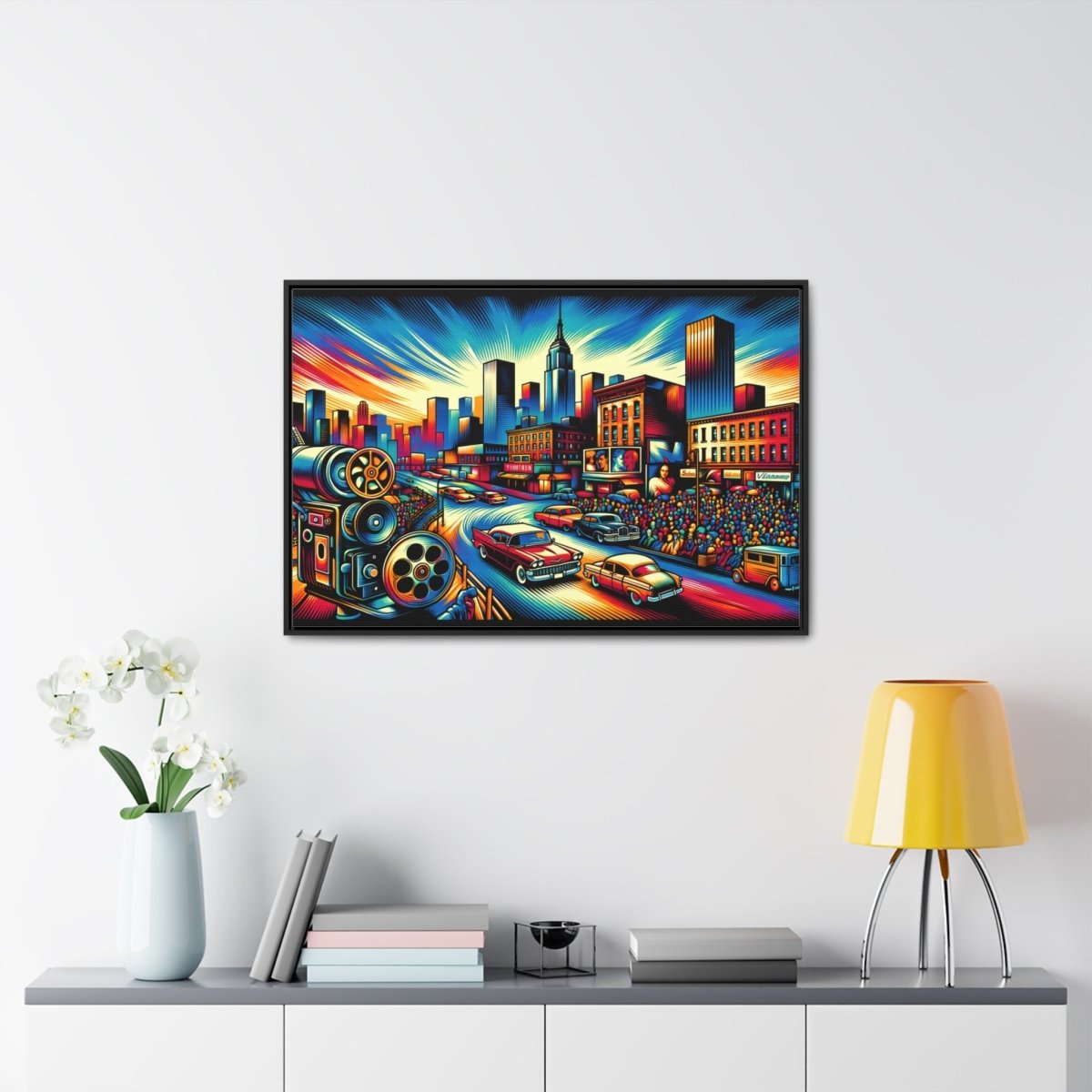 Cinematic Vibrance: Urban Reel - Framed Pop Wall Art - Neodigitalis Artimata