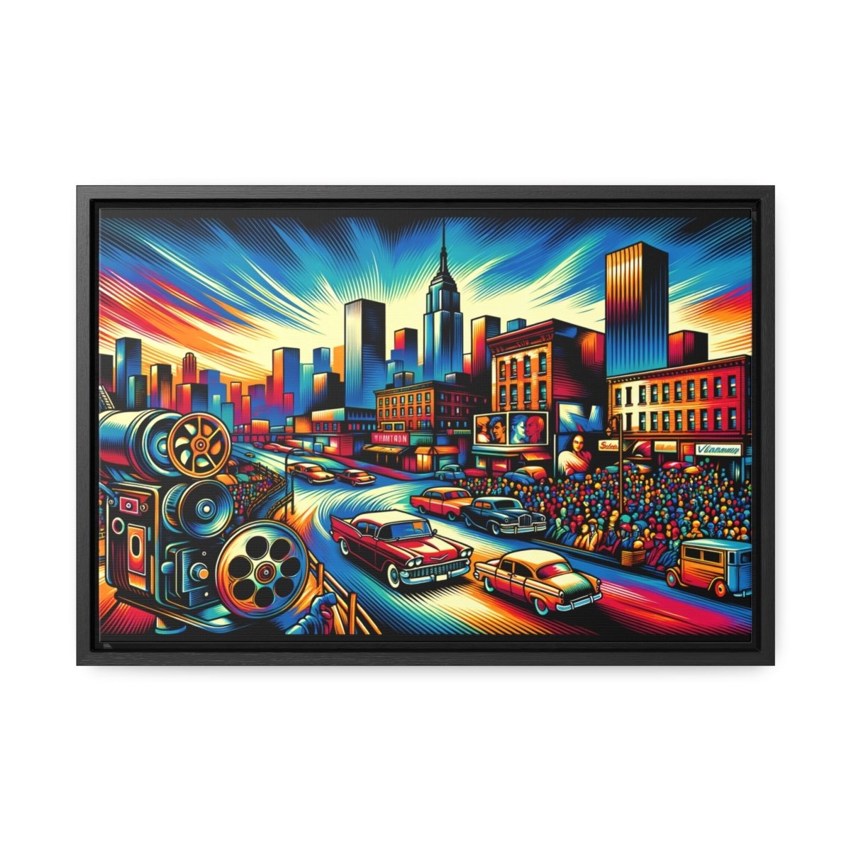 Cinematic Vibrance: Urban Reel - Framed Pop Wall Art - Neodigitalis Artimata